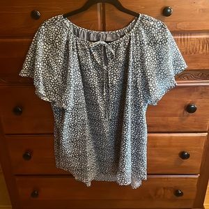 Gray and white animal print blouse